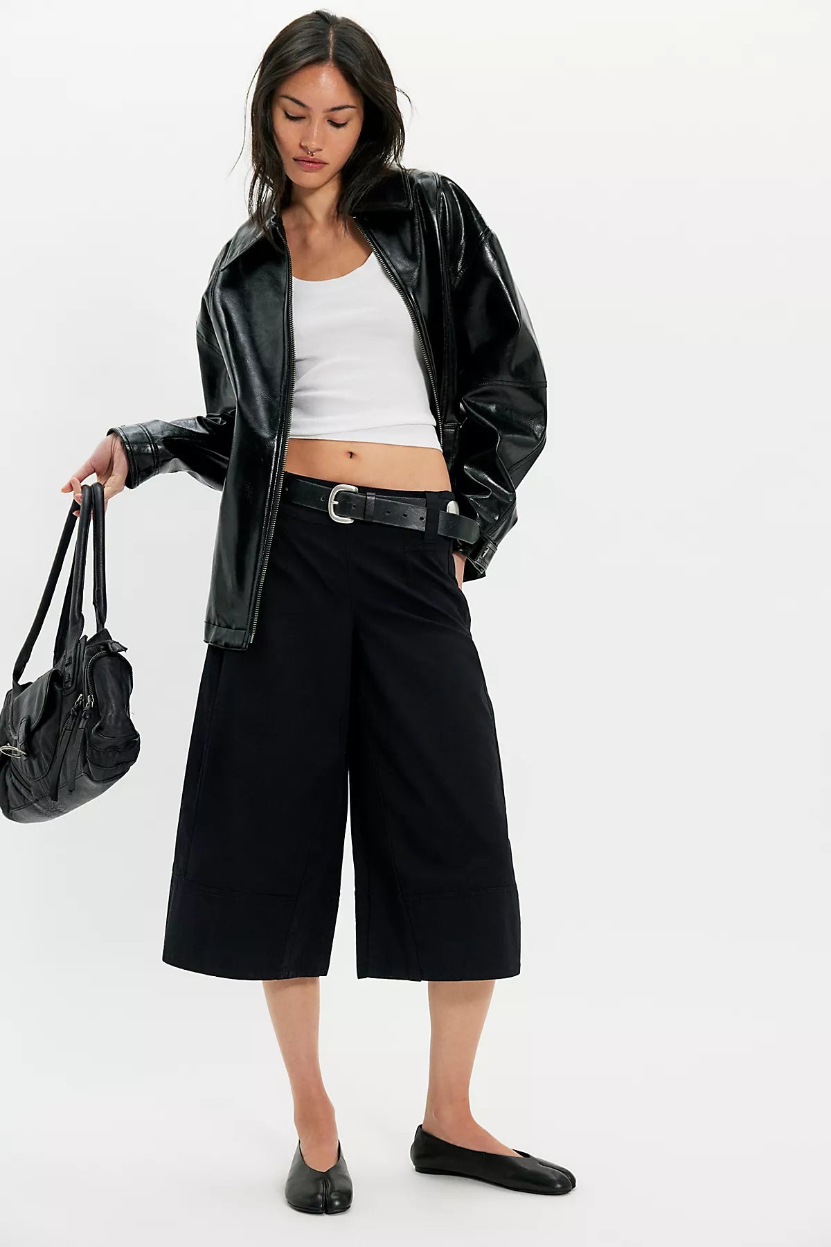 City Wide-Leg Crop Trousers