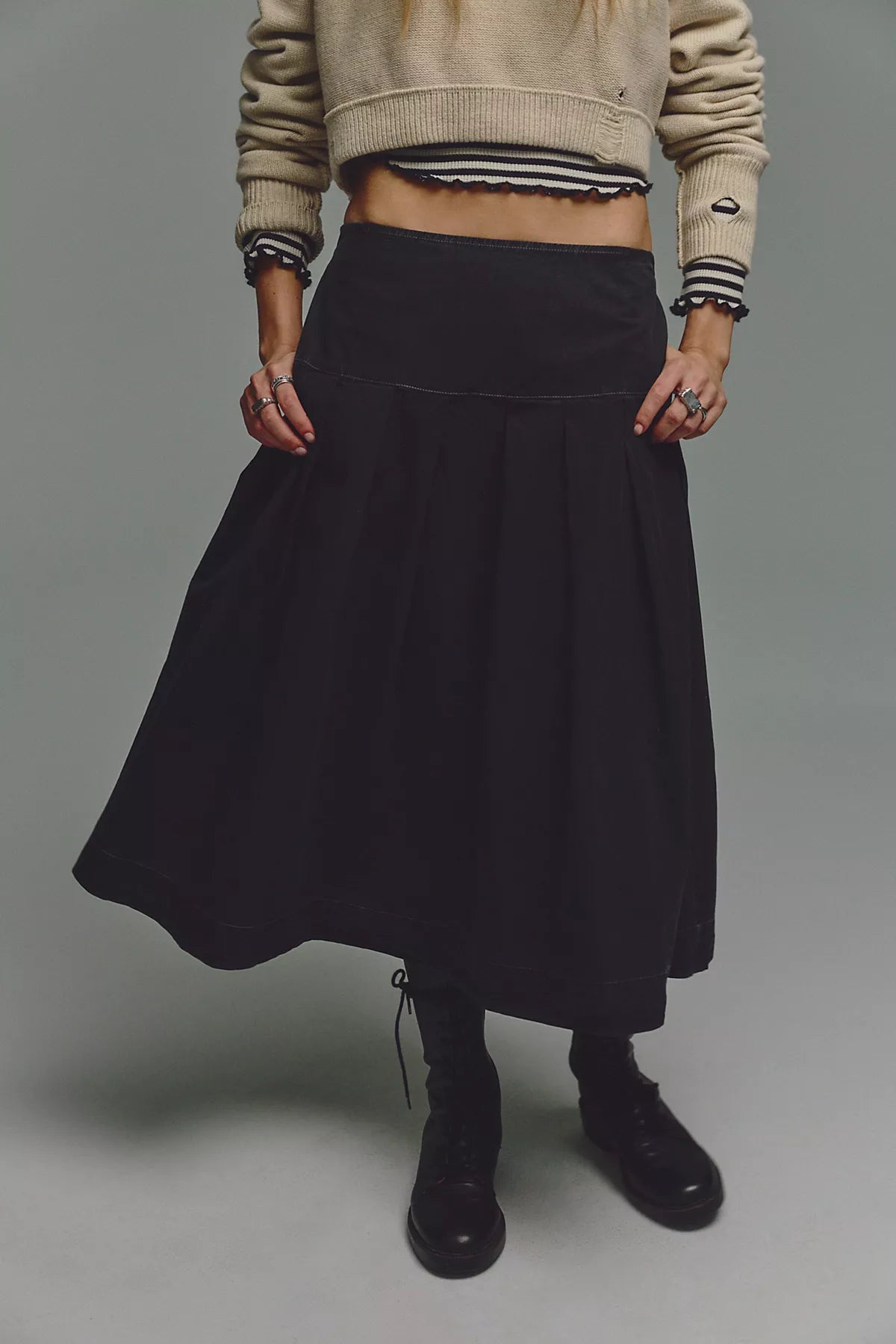 We The Free Skipper Pleated Chino Midi Skirt