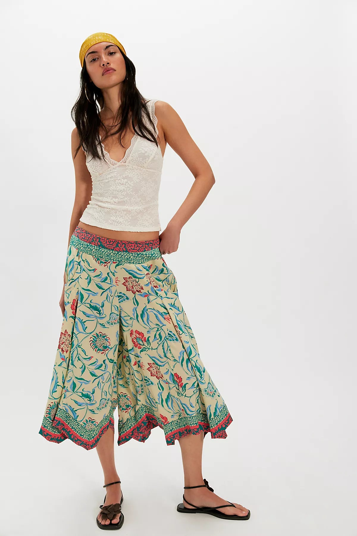 Sweet Reaction Pull-On Wide-Leg Crop Pants