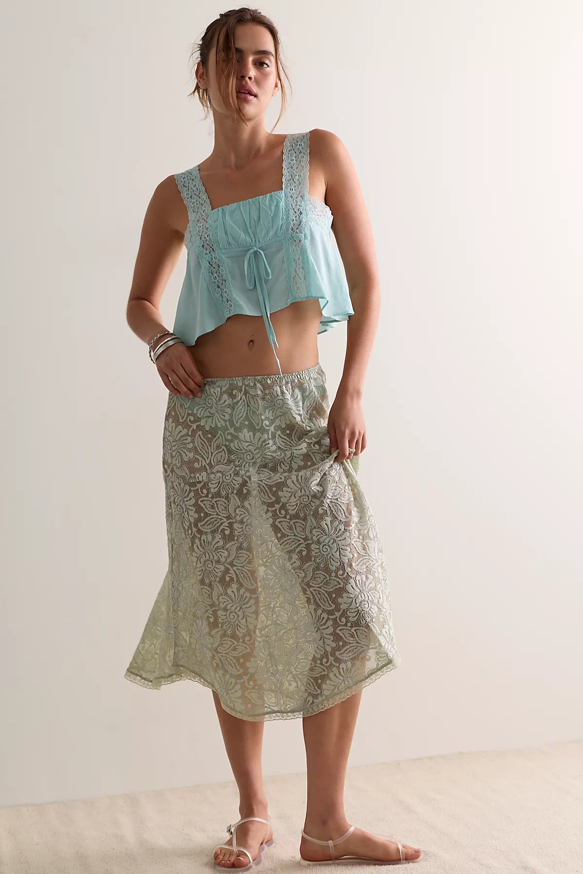 Sheer Emotion Midi Slip Skirt