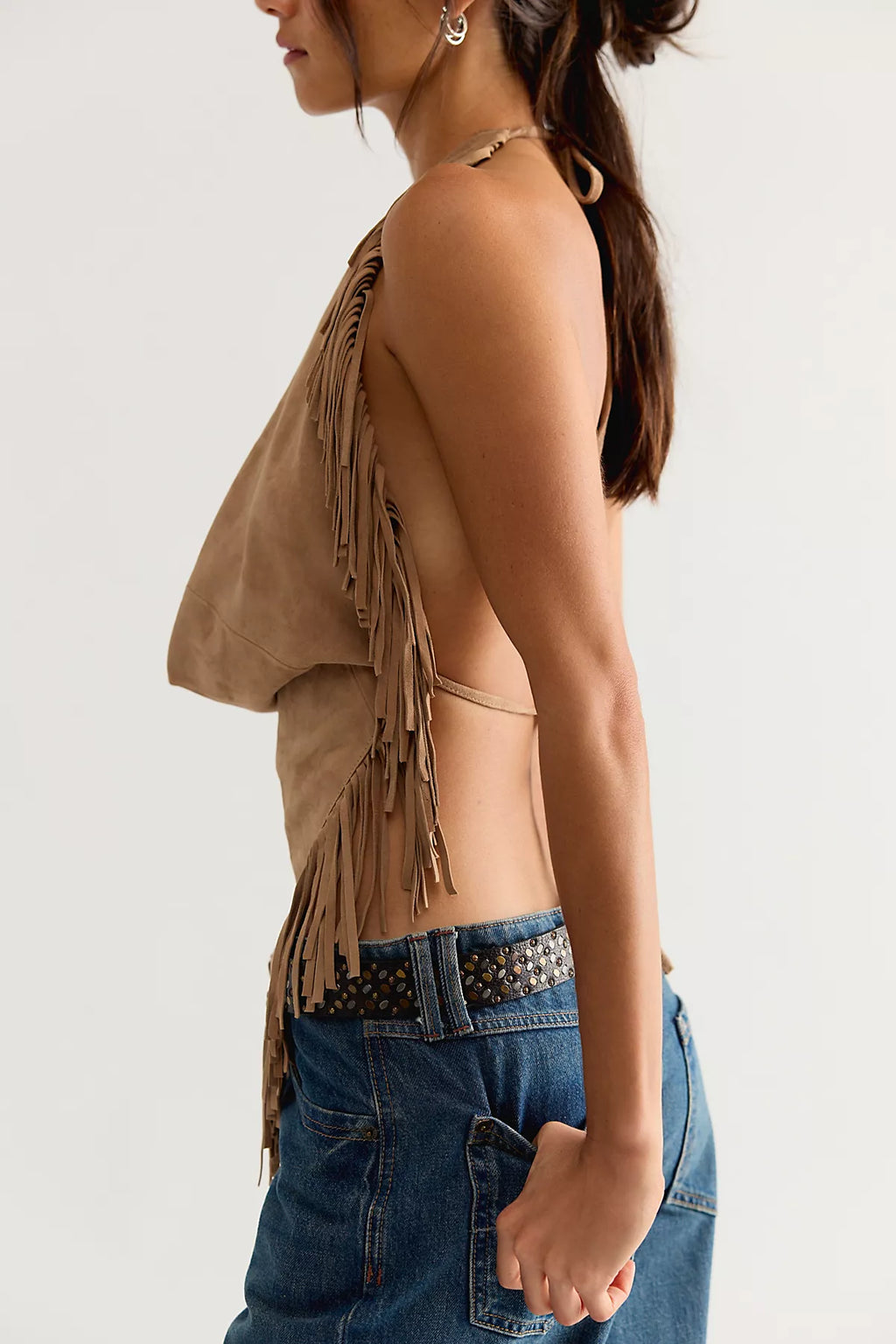 Understated Leather Madi Fringe Halter Top