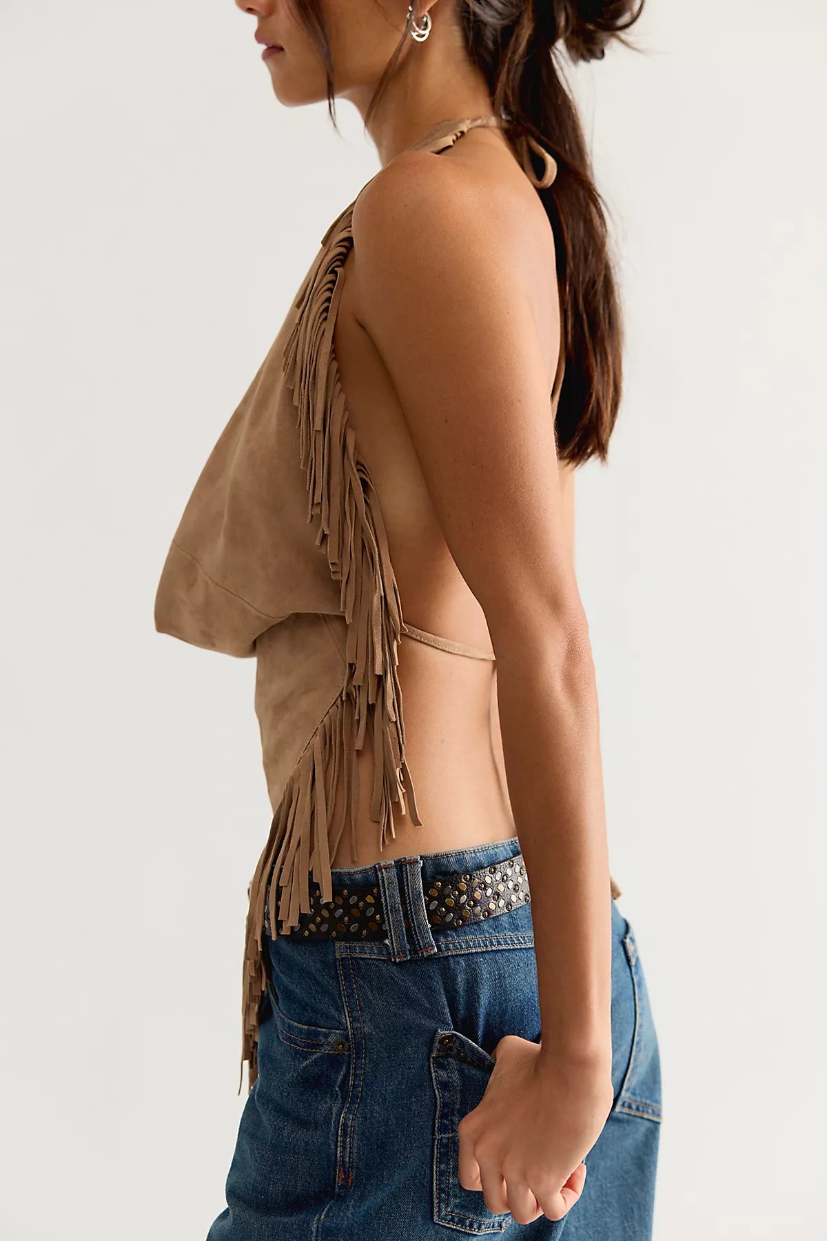 Understated Leather Madi Fringe Halter Top
