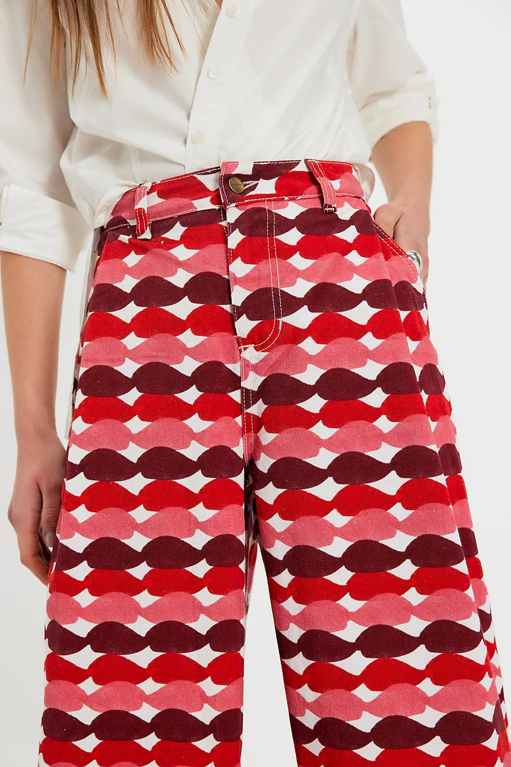 Sixxta Red Glased Balloon Jeans