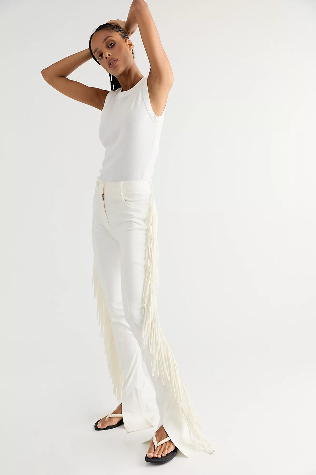 Norma Kamali Fringe Spat Slim Pants