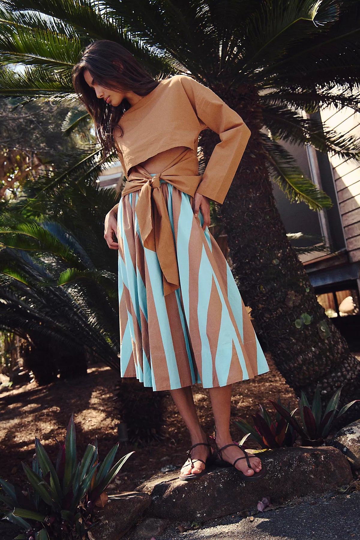 Lowen Striped Midi Skirt