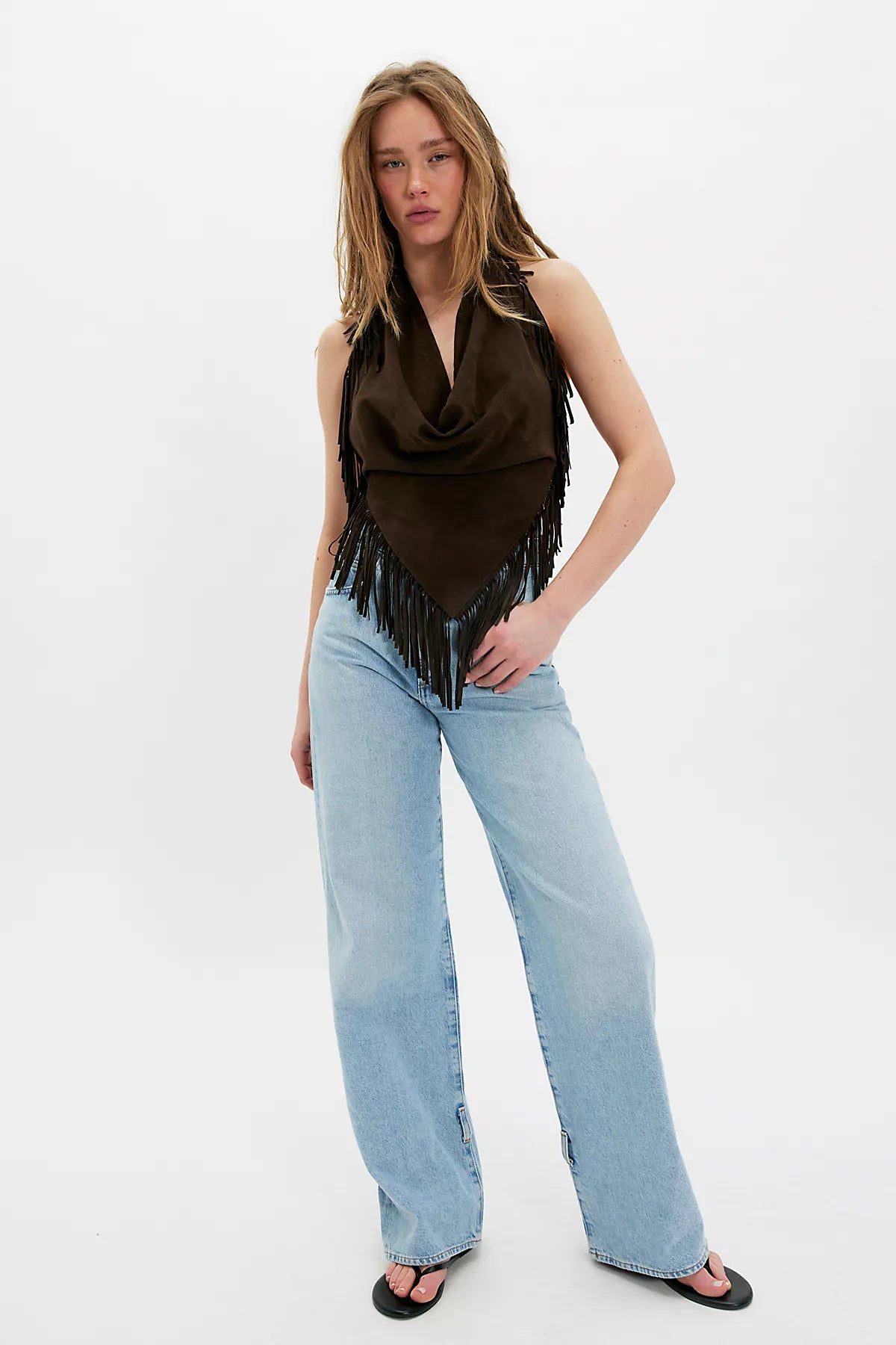 Understated Leather Madi Fringe Halter Top