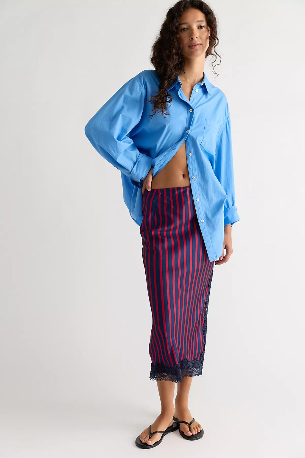 Bias Behavior Stripe Midi Skirt