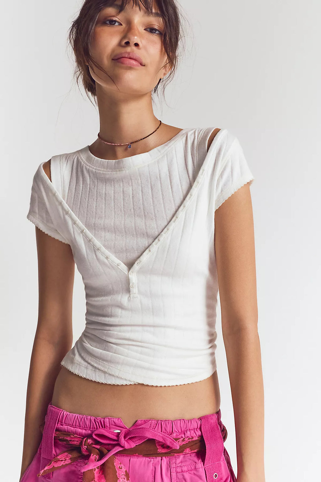End Game Pointelle Henley Tee