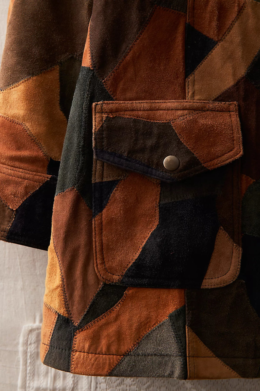 Patchwork Vegan Suede Jacket