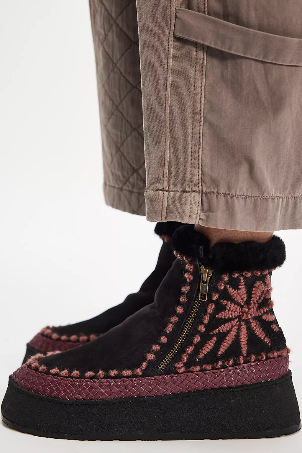Setsu Platform Floral Stitched Boots