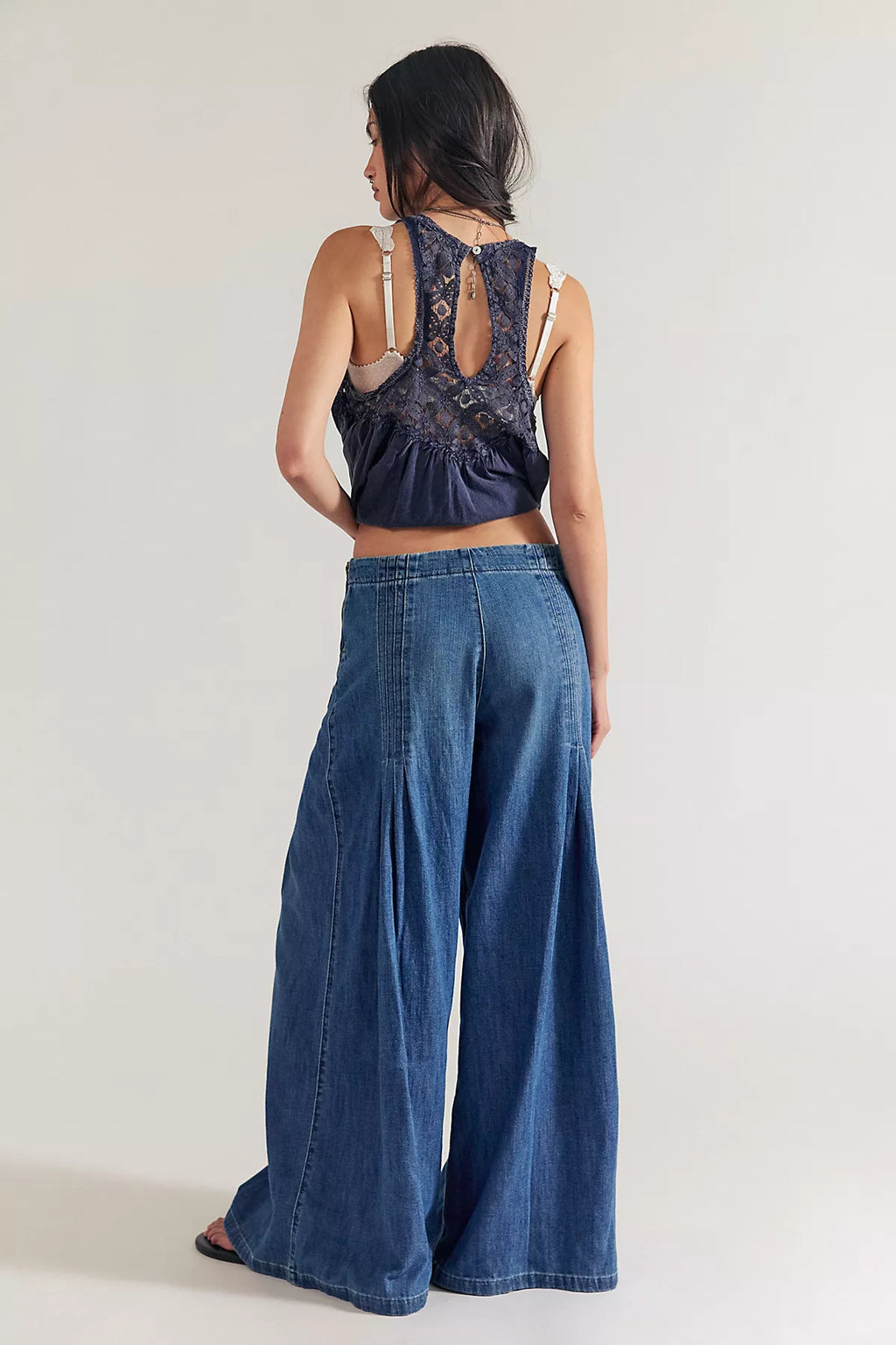 We The Free Plot Twist Pintuck Wide-Leg Jeans