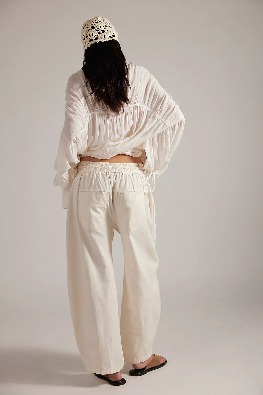 Lex Embroidered Pull-On Barrel Pants