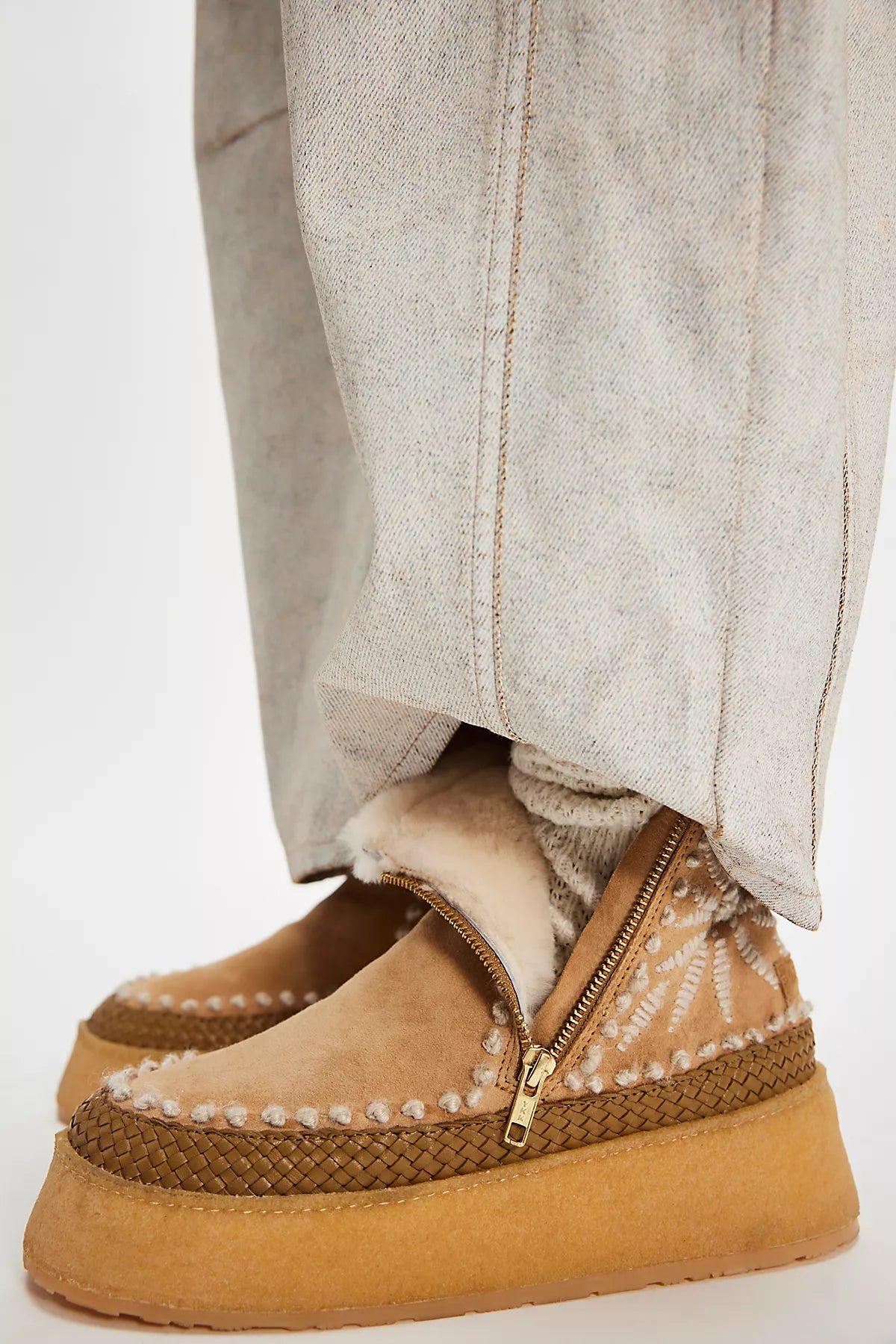Setsu Platform Floral Stitched Boots