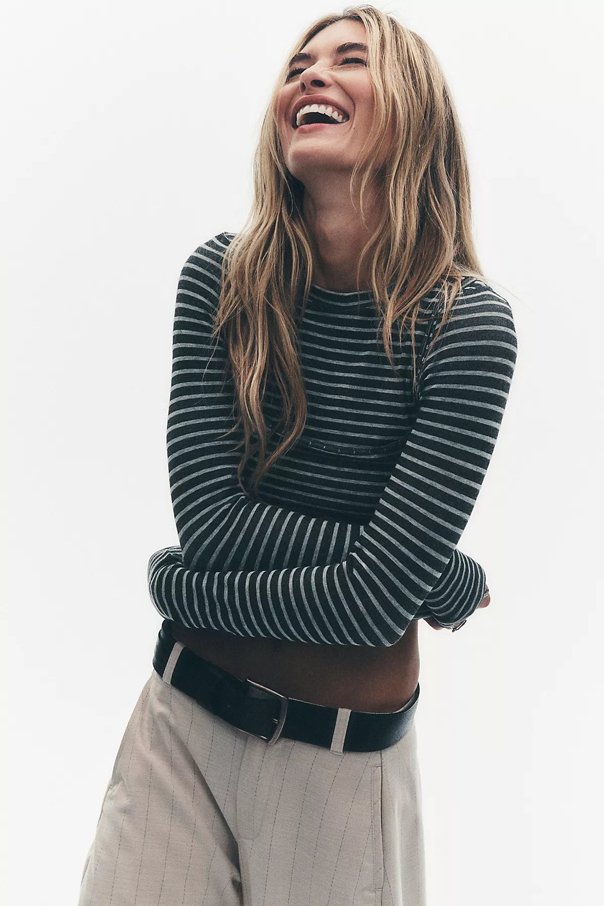 Just Enough Stripe Crew Neck Long Sleeve