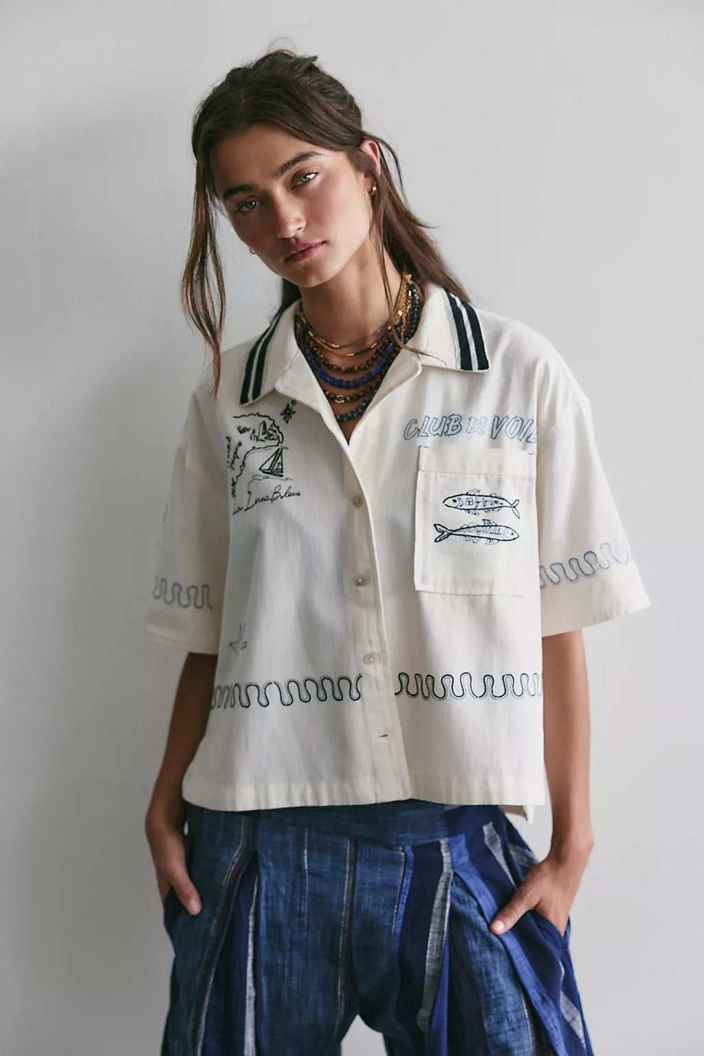 We The Free Castaway Camp Embroidered Button-Down