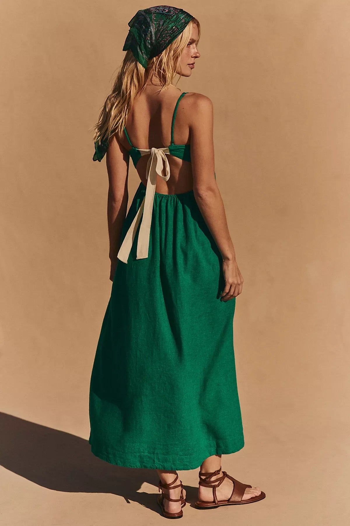 Sandshell Linen Halo Babydoll Midi Dress