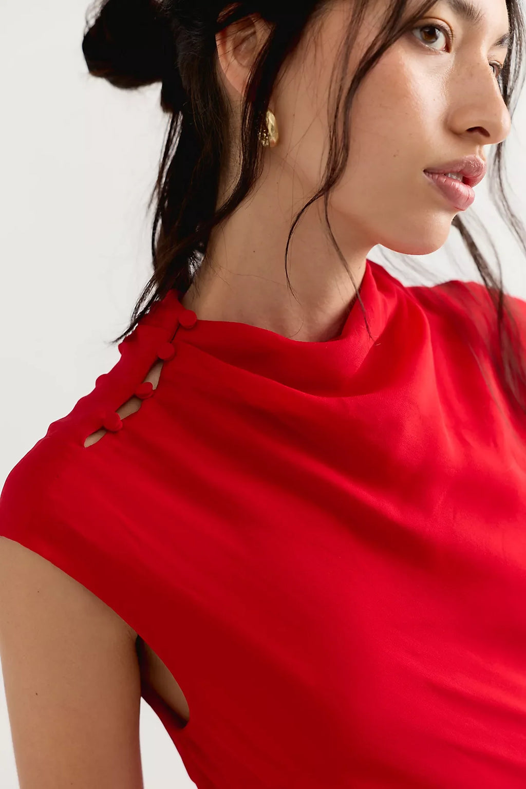 Shona Joy Amina Mock-Neck Ruffle Maxi Dress