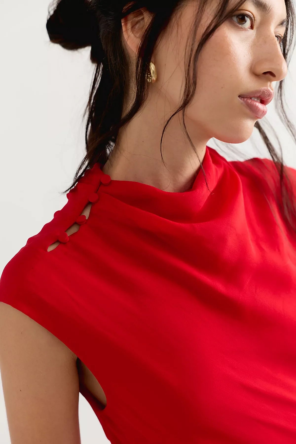 Shona Joy Amina Mock-Neck Ruffle Maxi Dress