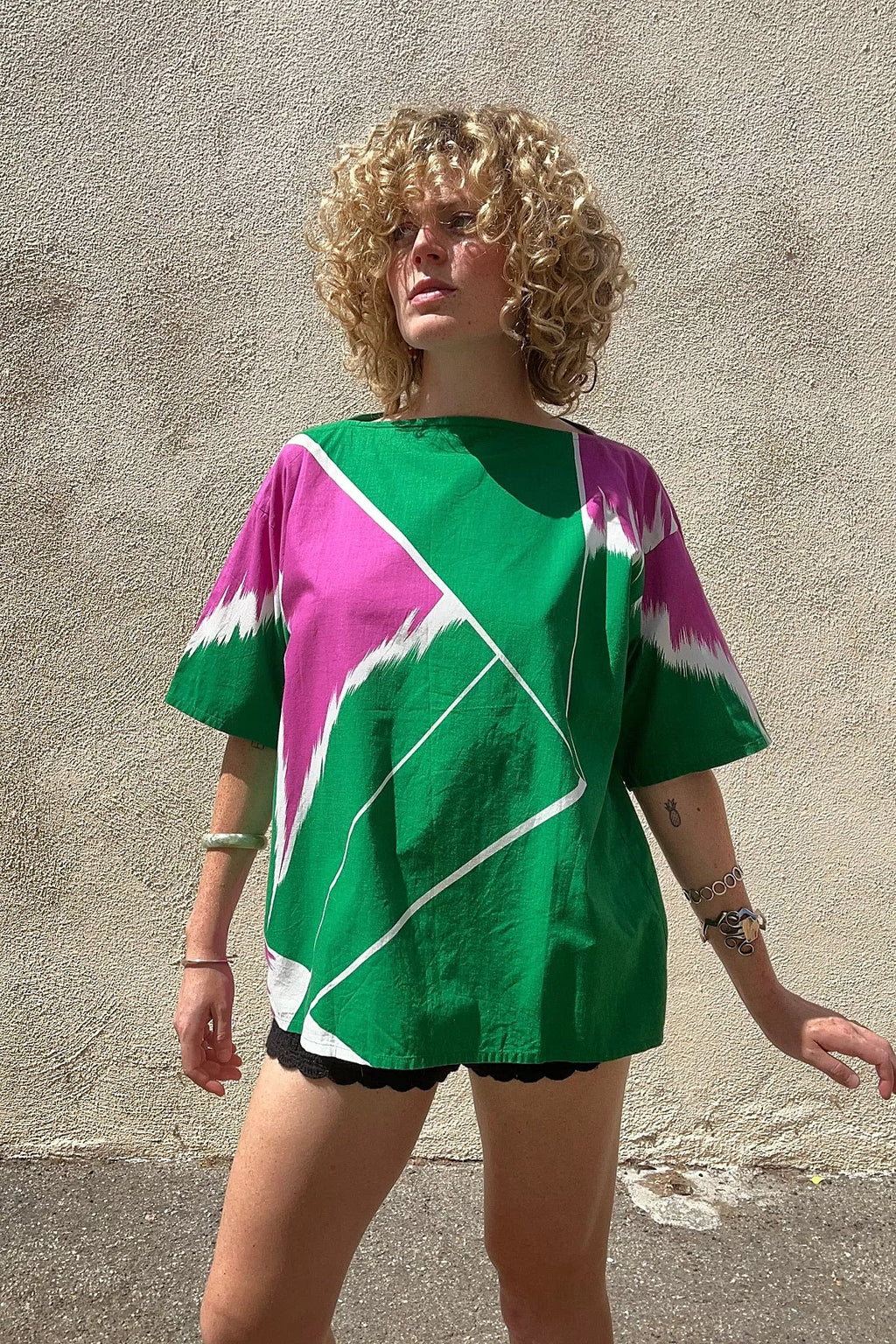 Vintage 1970s Issey Miyake Green Top Selected by The Curatorial Dept.