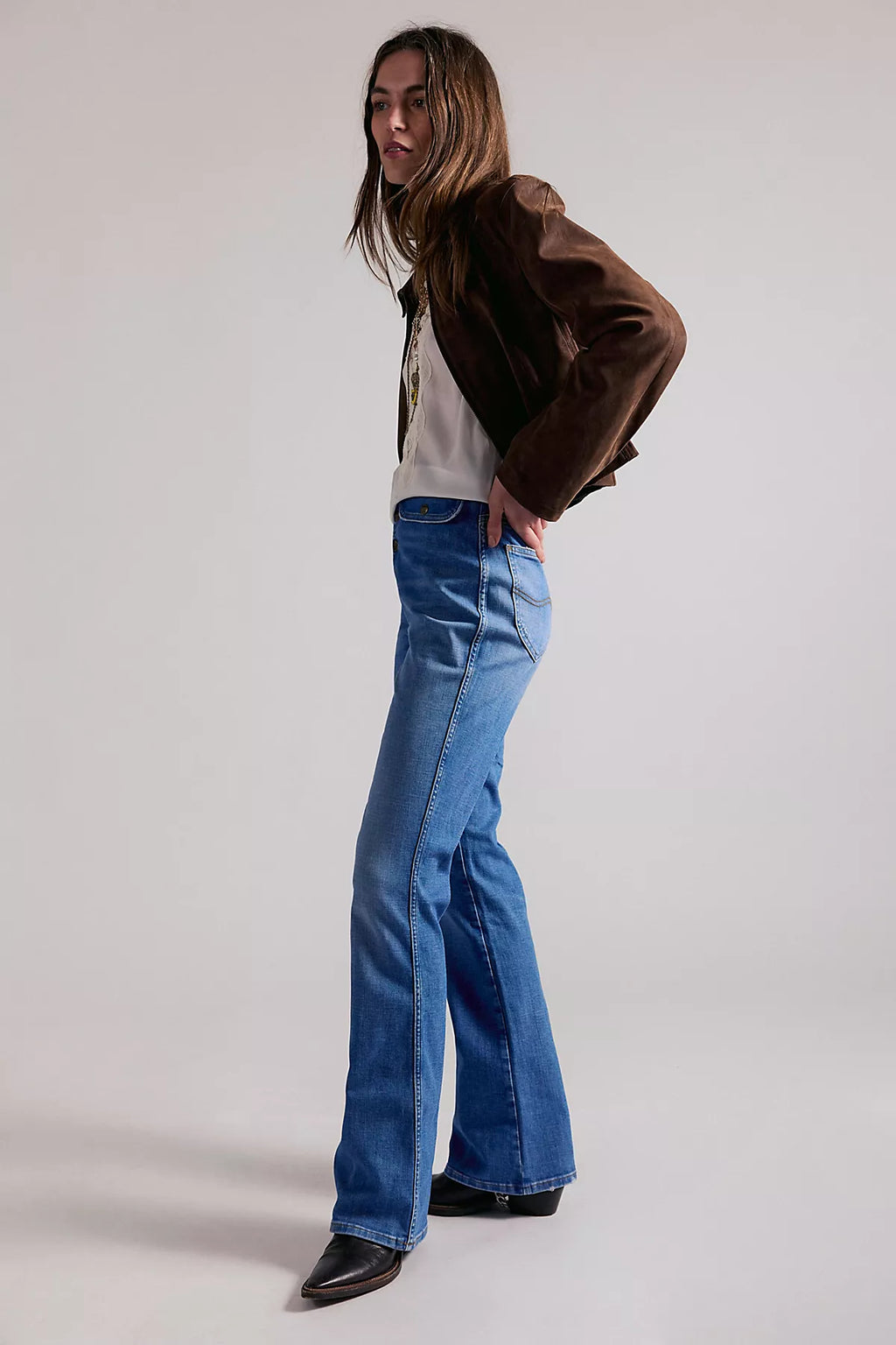 Lee Lace-Up High-Rise Bootcut Jeans