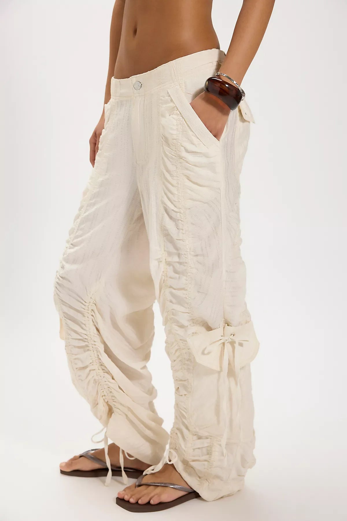 We The Free Scorpio Shirred Mid-Rise Cargo Pants