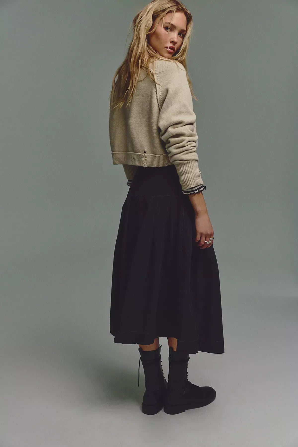 We The Free Skipper Pleated Chino Midi Skirt