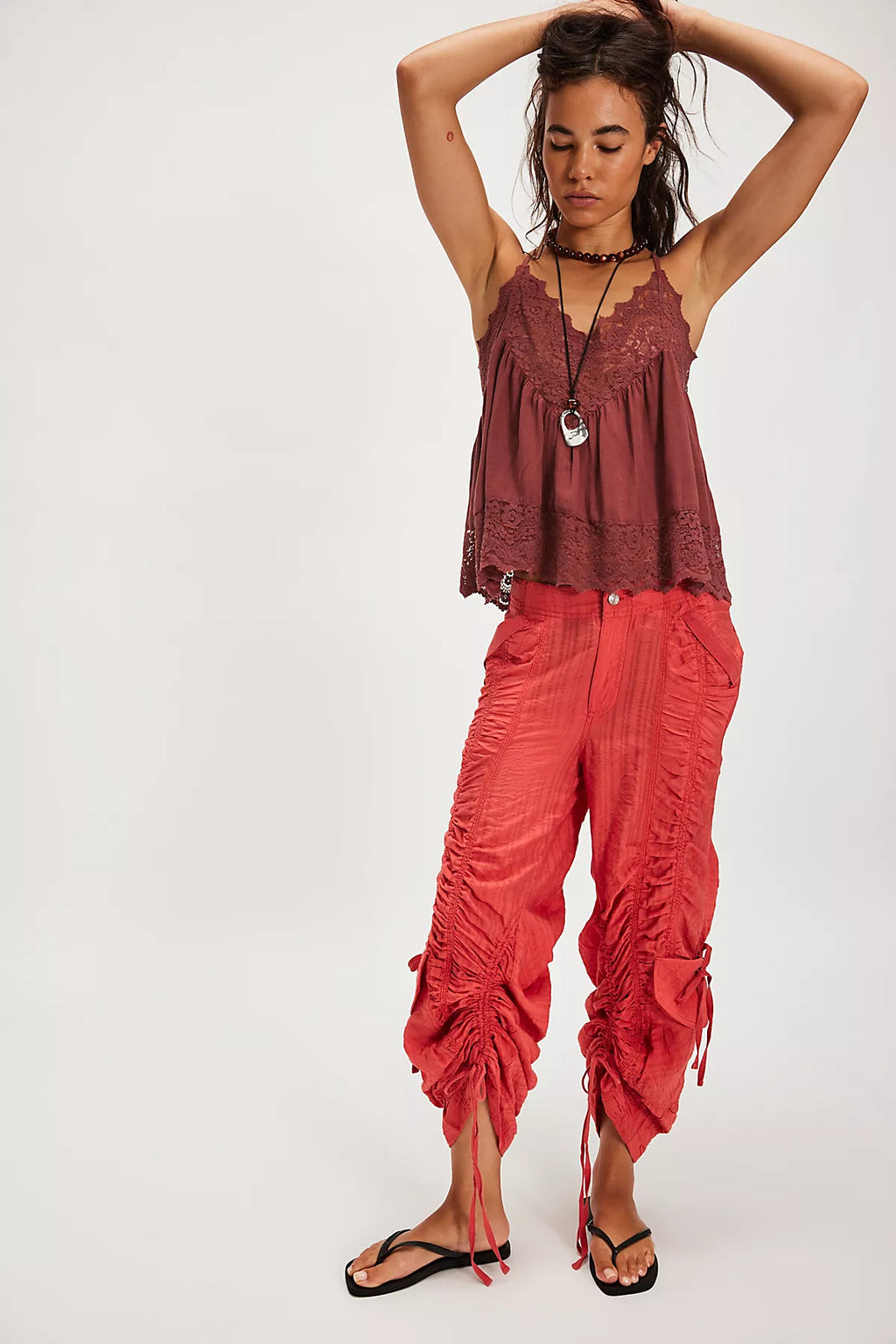 We The Free Scorpio Shirred Mid-Rise Cargo Pants