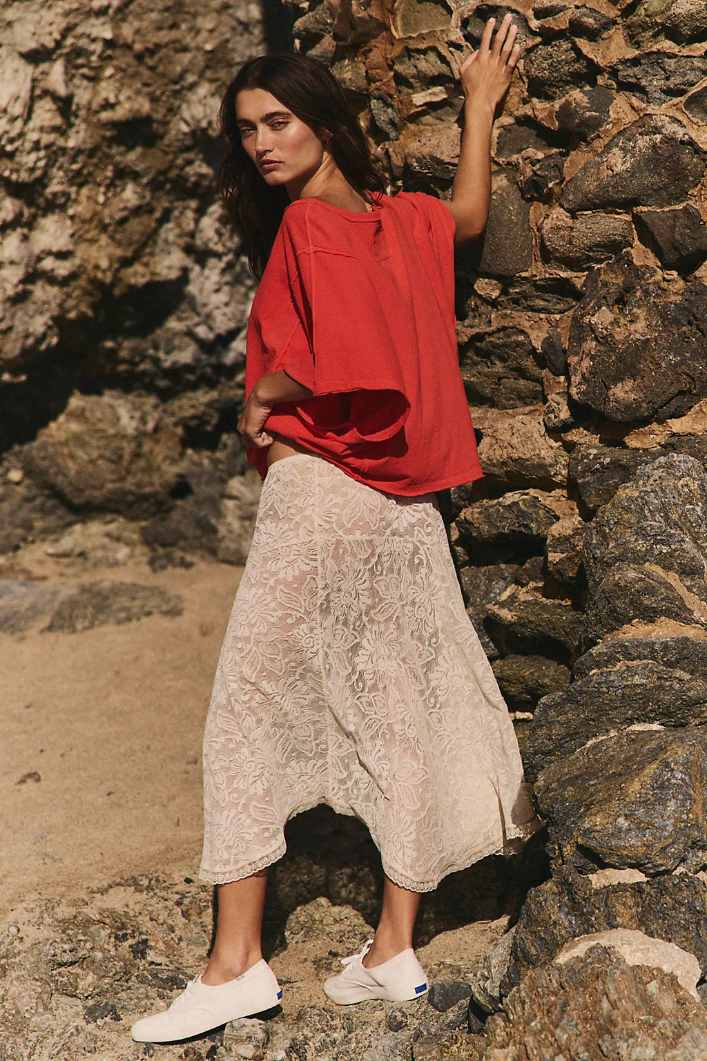 Sheer Emotion Midi Slip Skirt