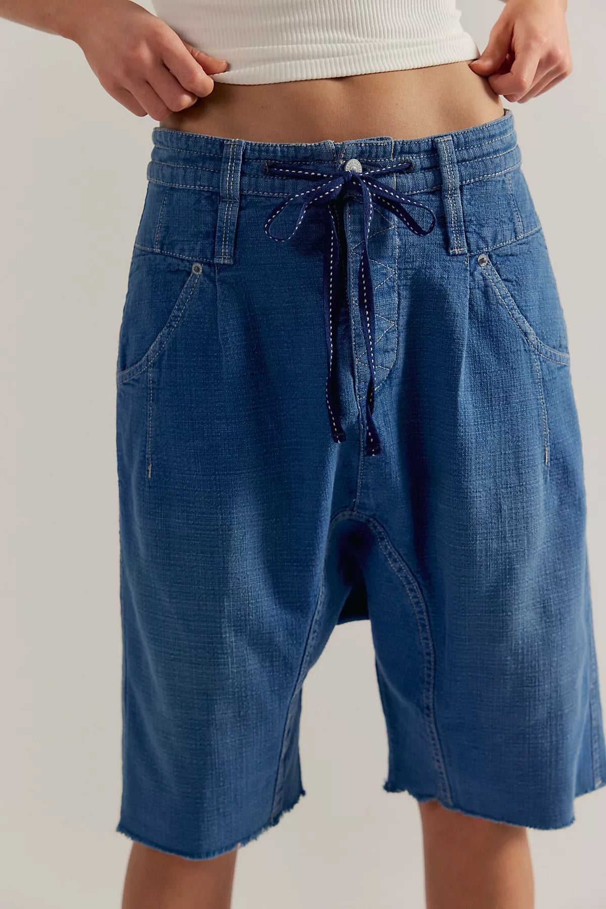 We The Free Sage Denim Harem Shorts