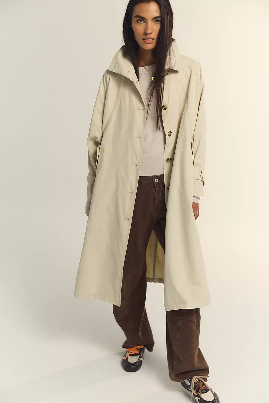 We The Free Drop Down Washed Funnel-Neck Trench
