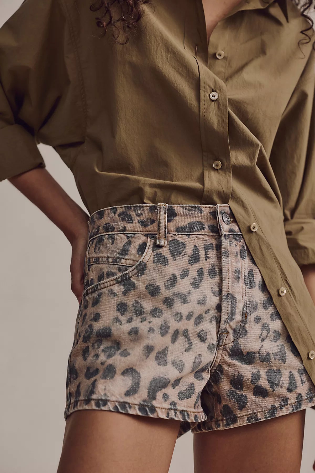 We The Free Now Or Never Printed Denim Shorts
