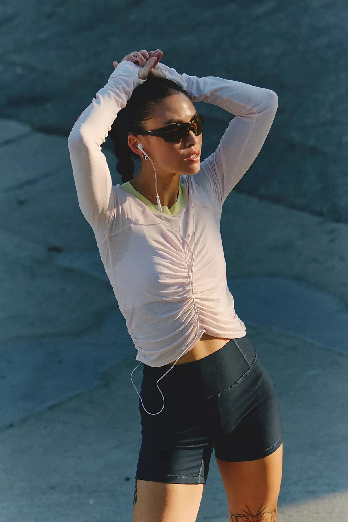 Tempo Marathon Logo Ruched UV Protection Long Sleeve