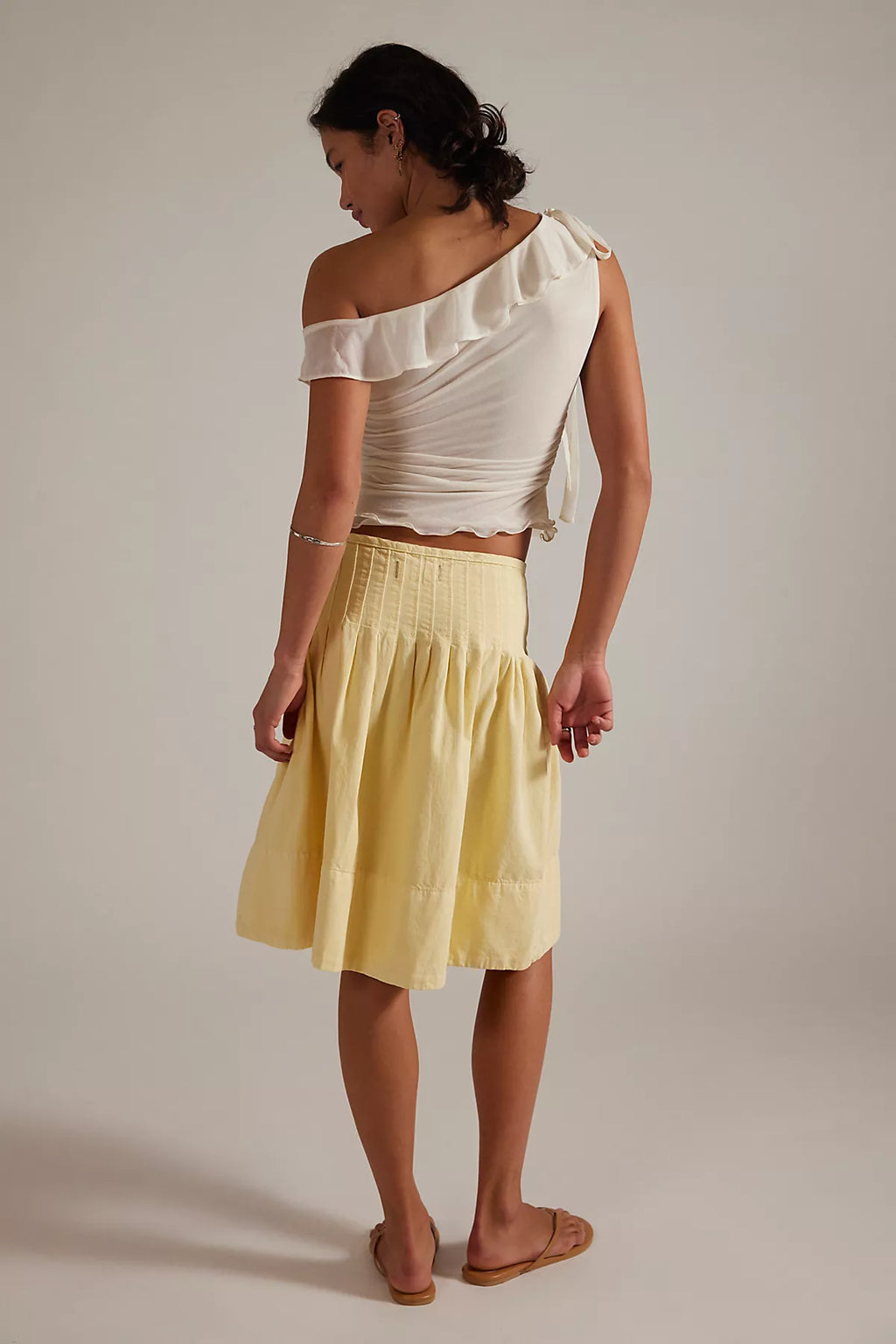 We The Free Peyton Pintuck Denim Midi Skirt