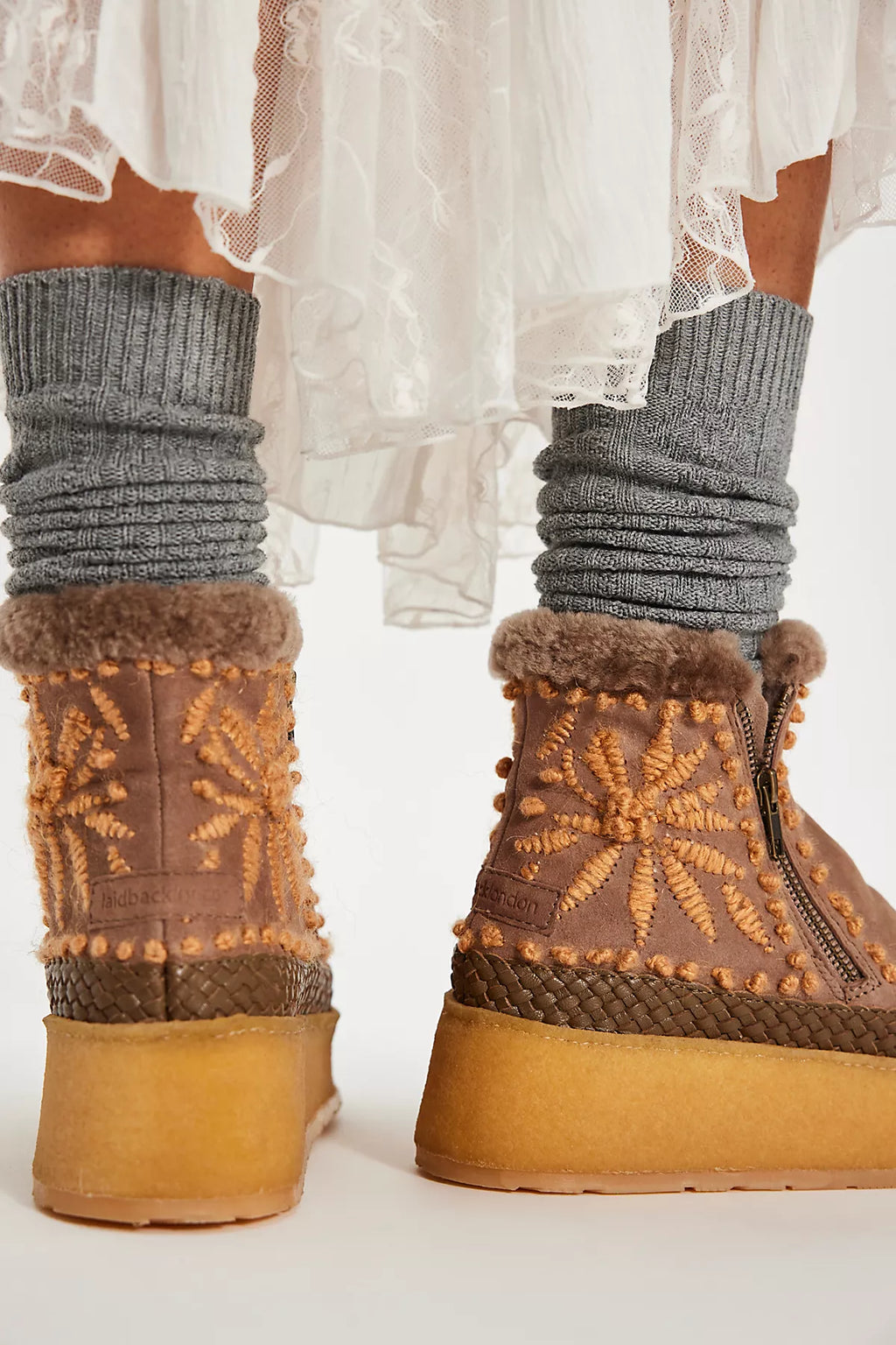 Setsu Platform Floral Stitched Boots