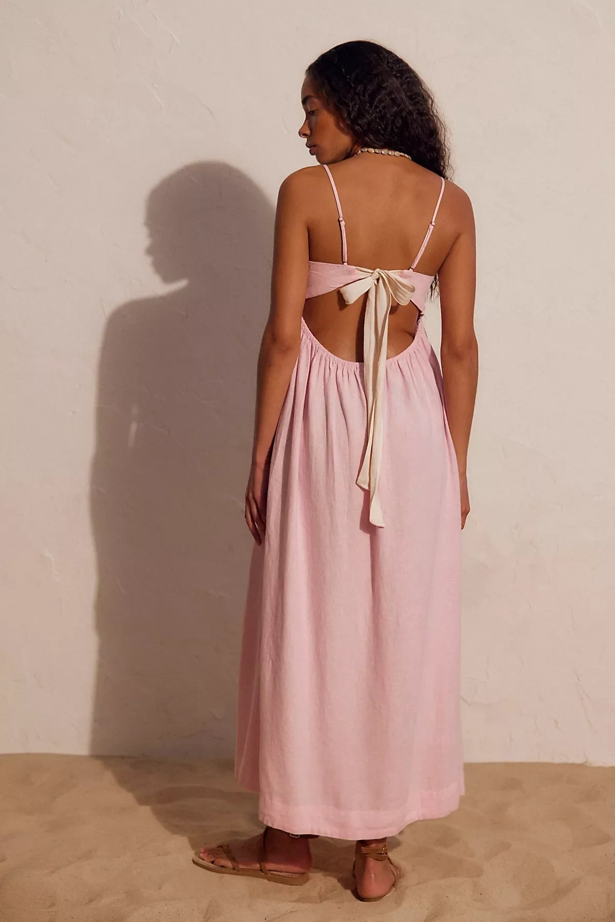 Sandshell Linen Halo Babydoll Midi Dress