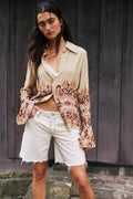Melrose Printed Button Down Top
