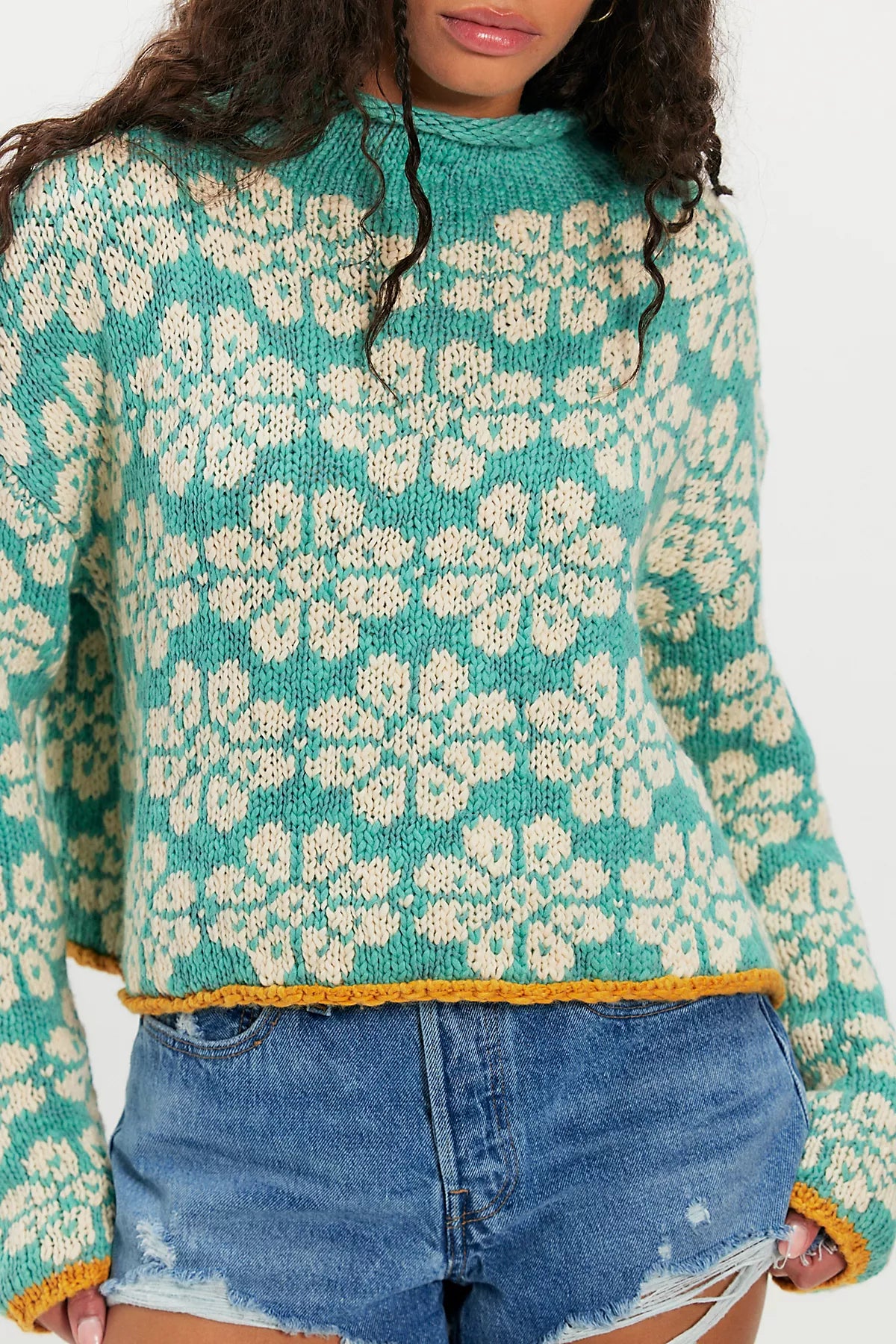 Opal Rollneck Knit Patterned Sweater