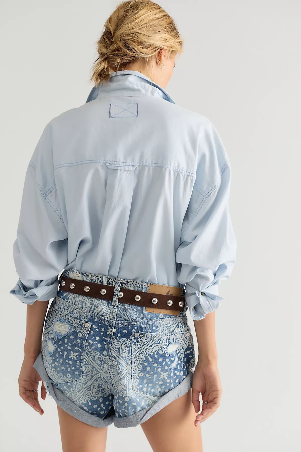 OneTeaspoon Bandits Printed Low-Waist Denim Shorts