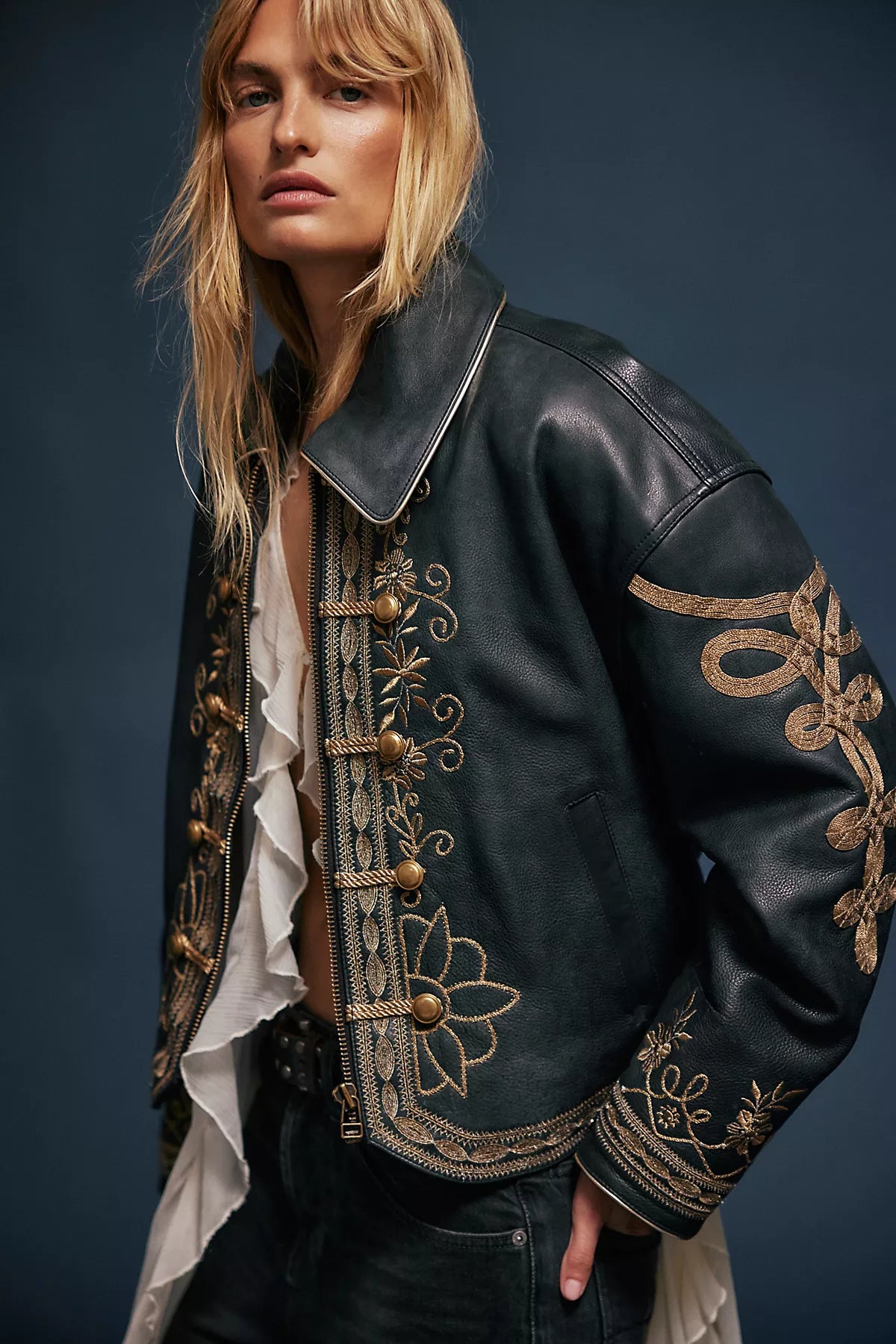 We The Free Lana Leather Band Jacket