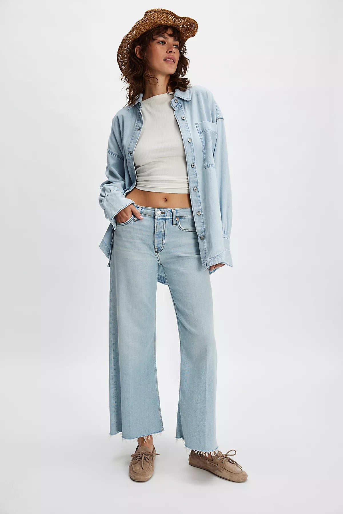 RE/DONE Mid-Rise Wide-Leg Crop Jeans
