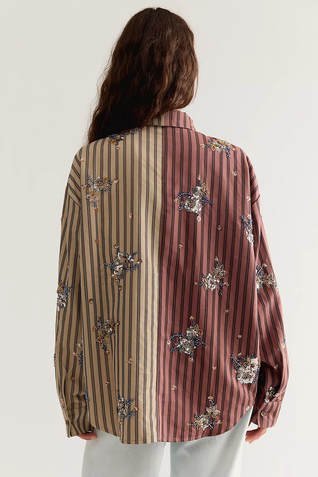 The Tales Half N’ Half Embellished Button Down Top