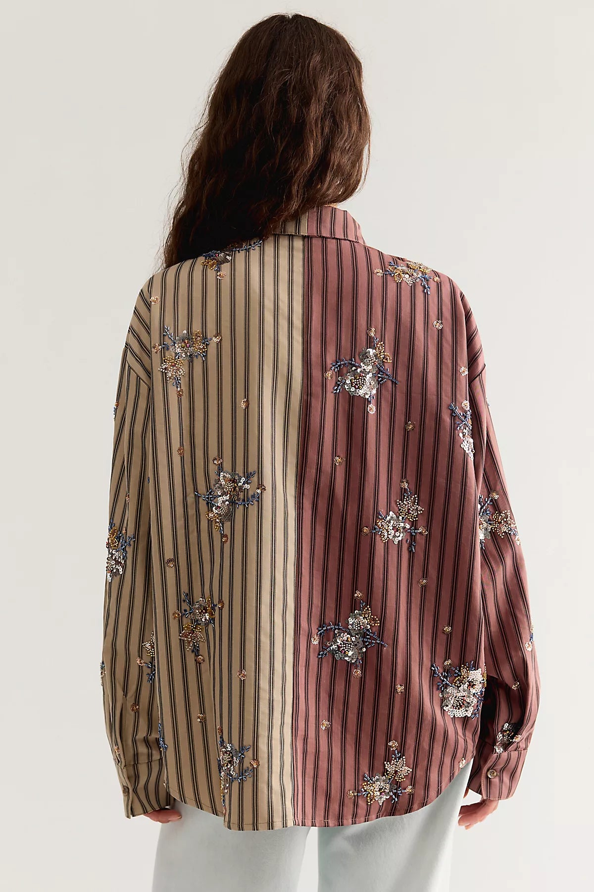 The Tales Half N’ Half Embellished Button Down Top