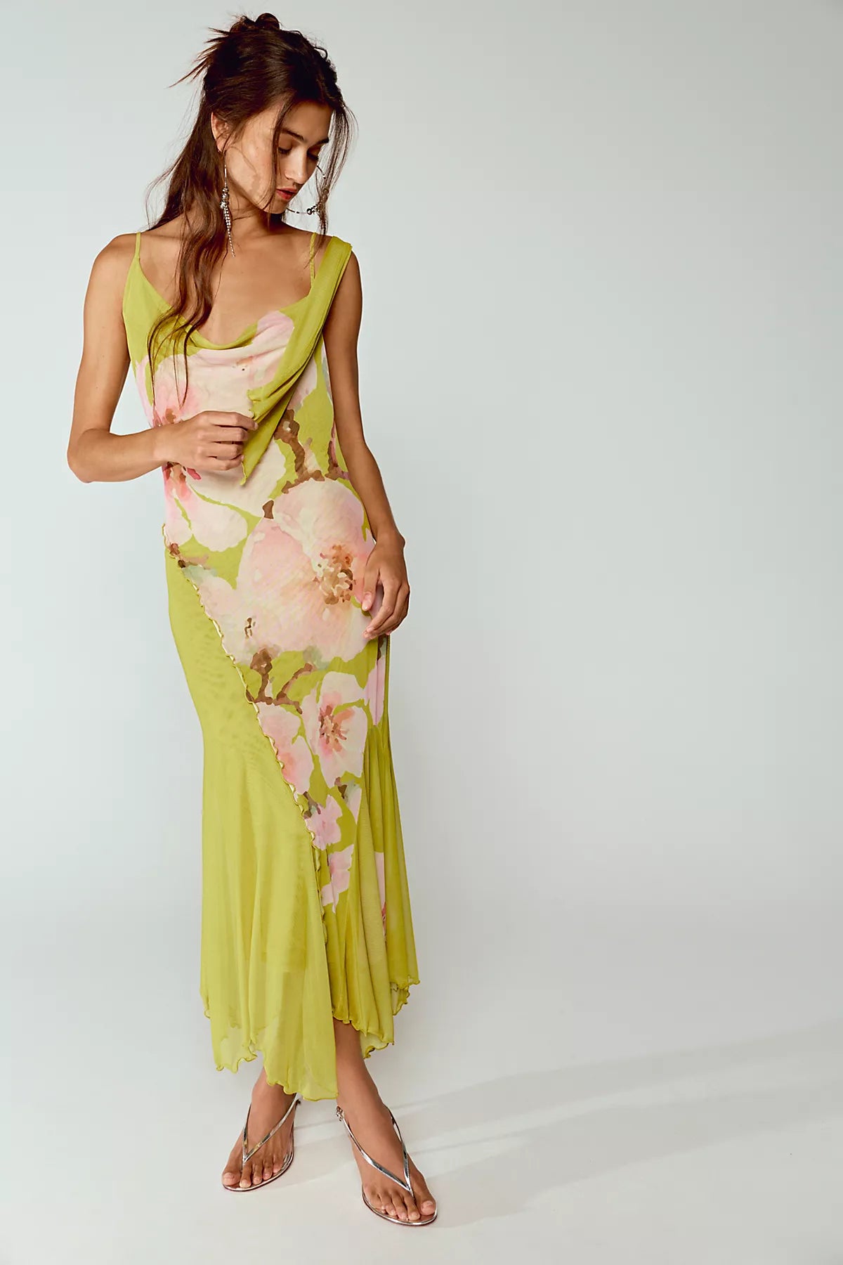 SAEMDI Floral Slip Midi Dress