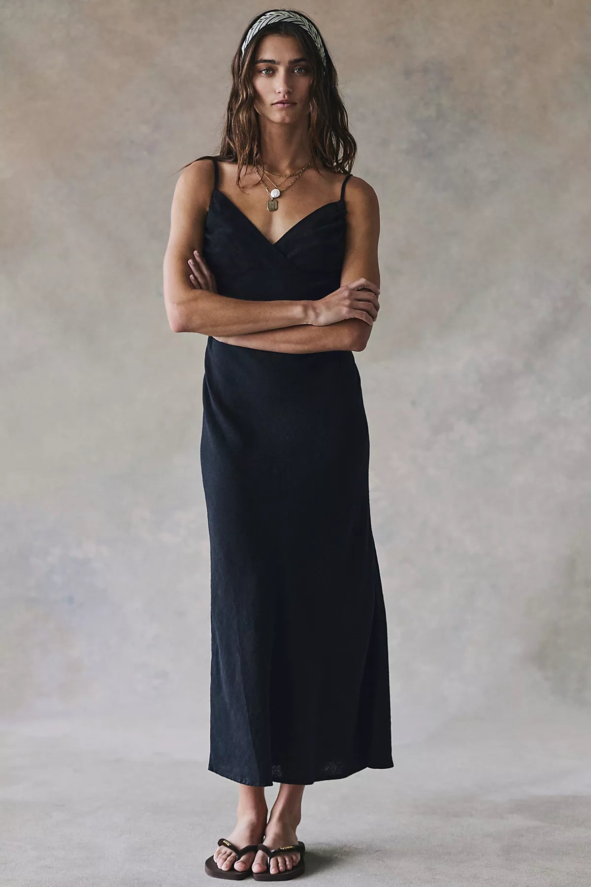 Sandshell Linen Omnia Midi Slip Dress