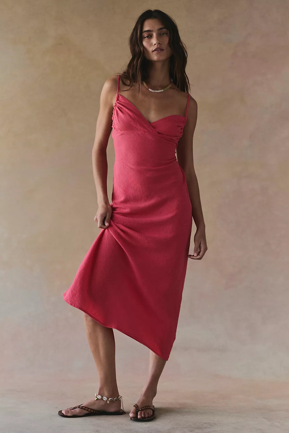 Sandshell Linen Omnia Midi Slip Dress
