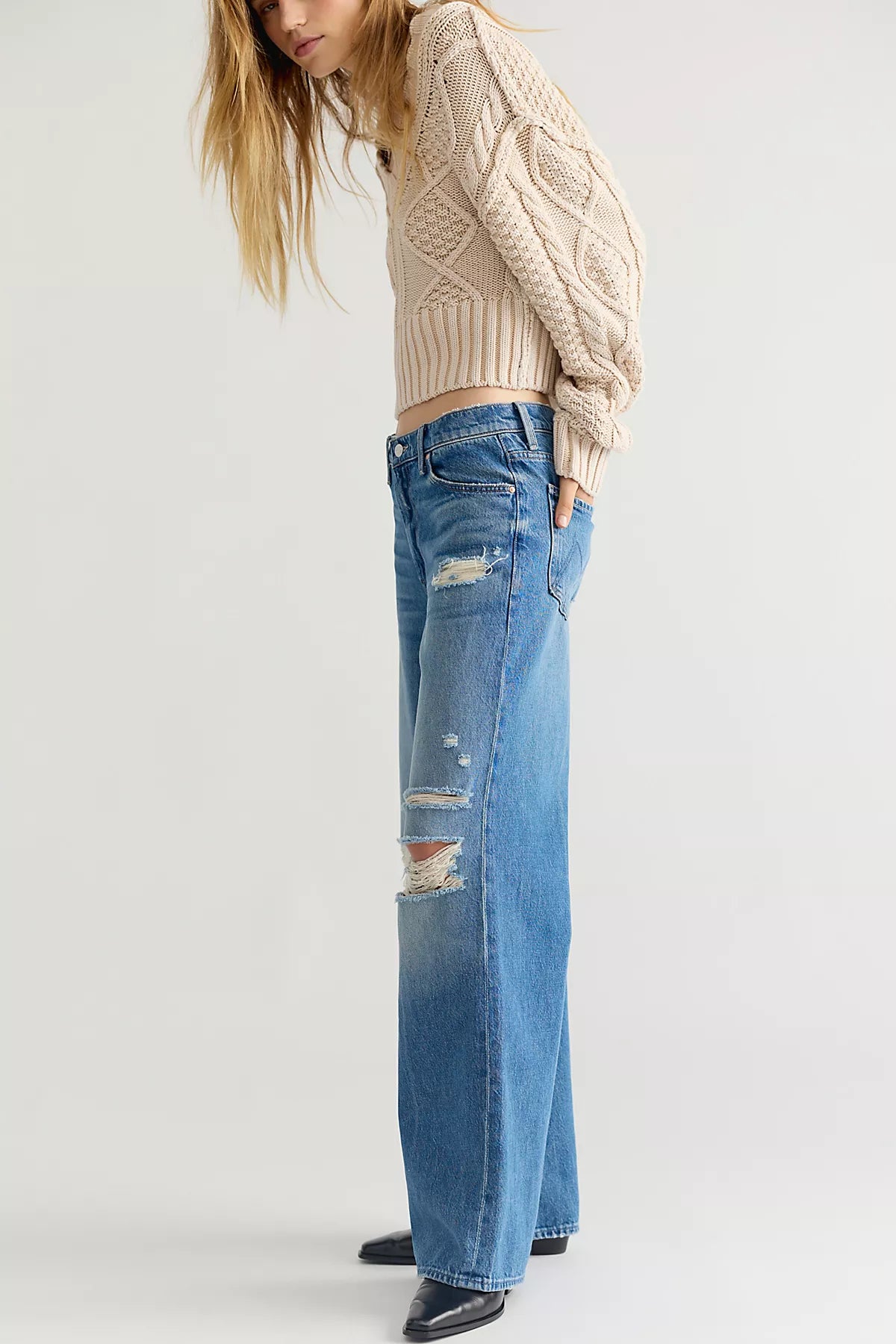 MOTHER The Rerun Zip Sneak Jeans