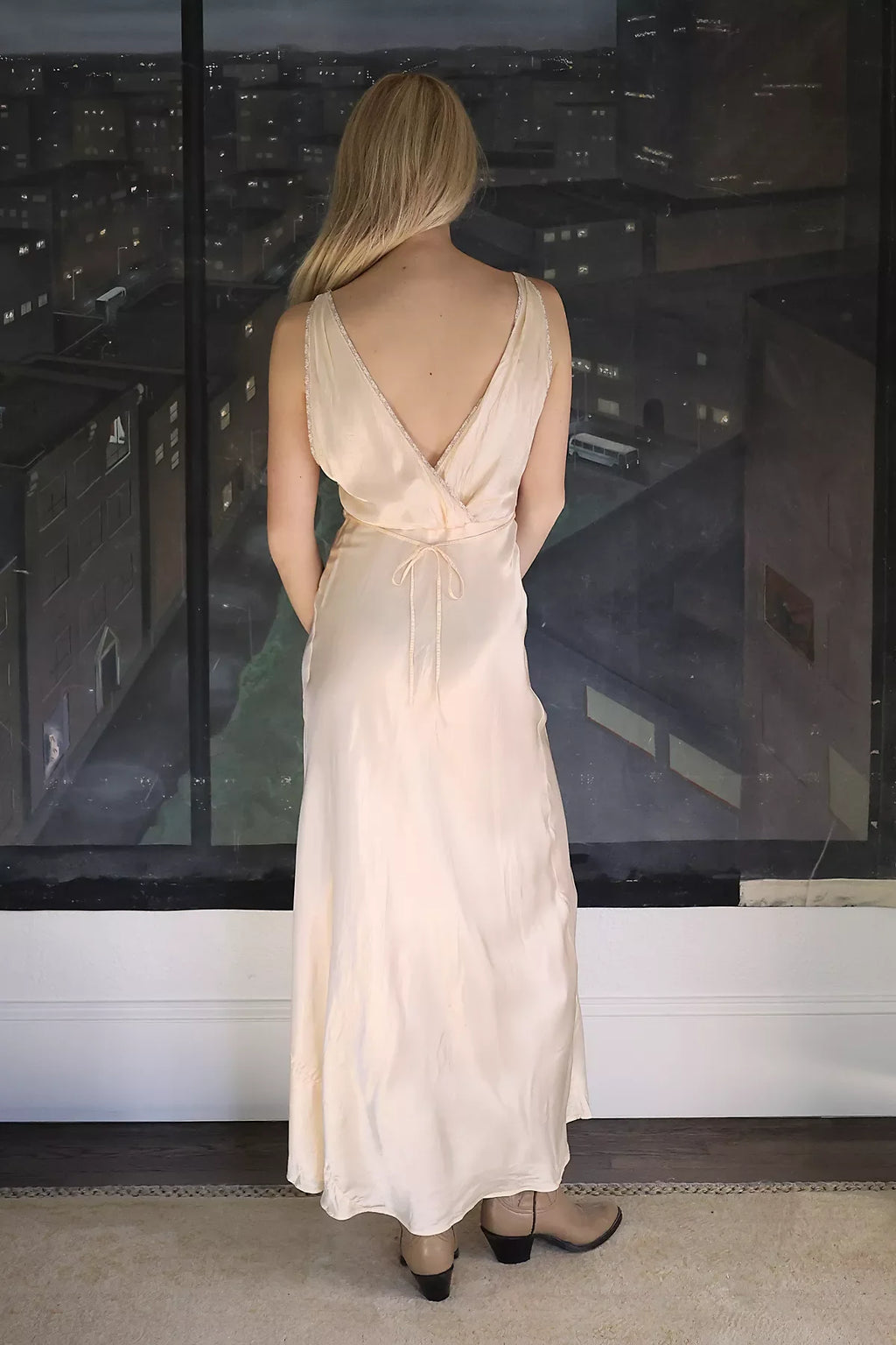Vintage 1930s Peach Satin Slip Dress by Lauren Owen of Texas