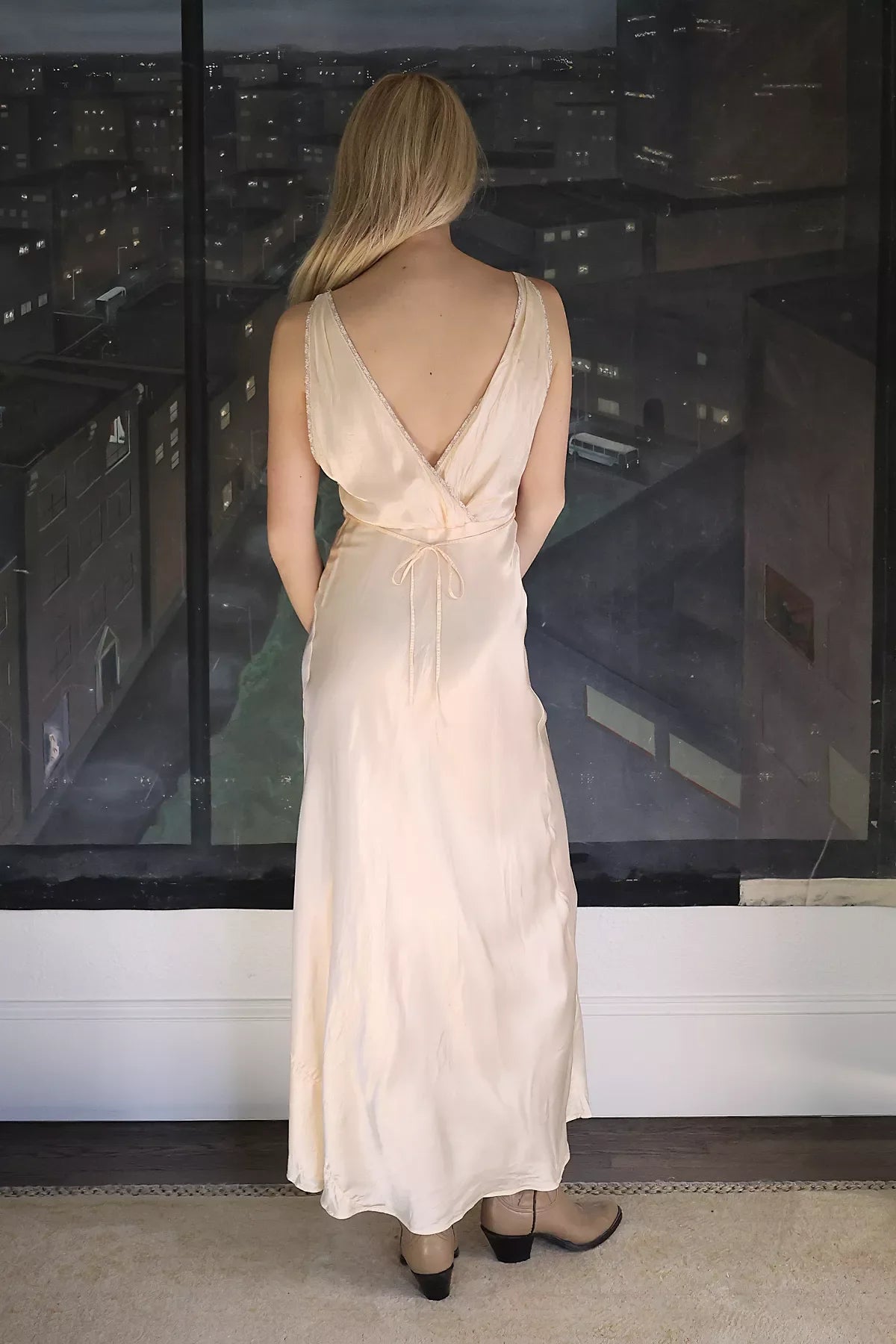 Vintage 1930s Peach Satin Slip Dress by Lauren Owen of Texas