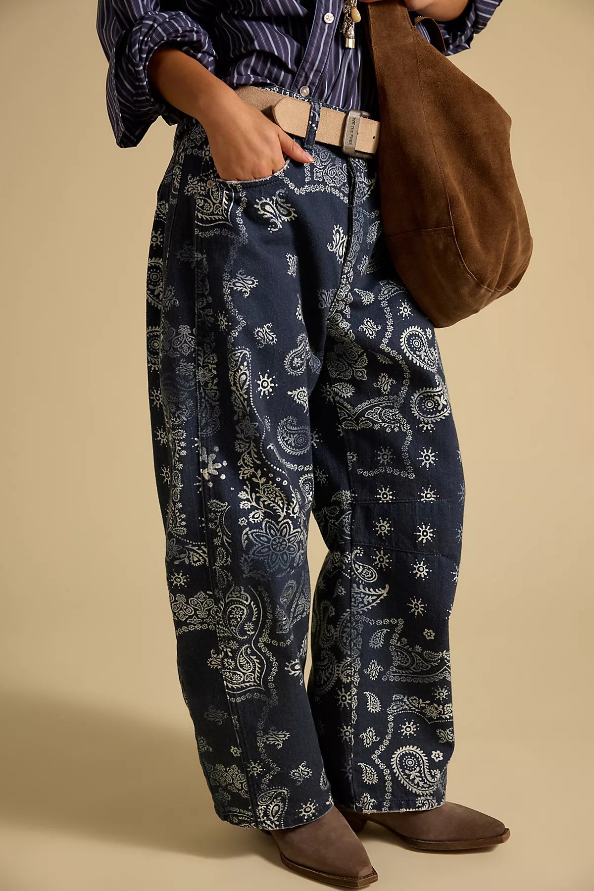 We The Free Good Luck Printed Barrel Jeans