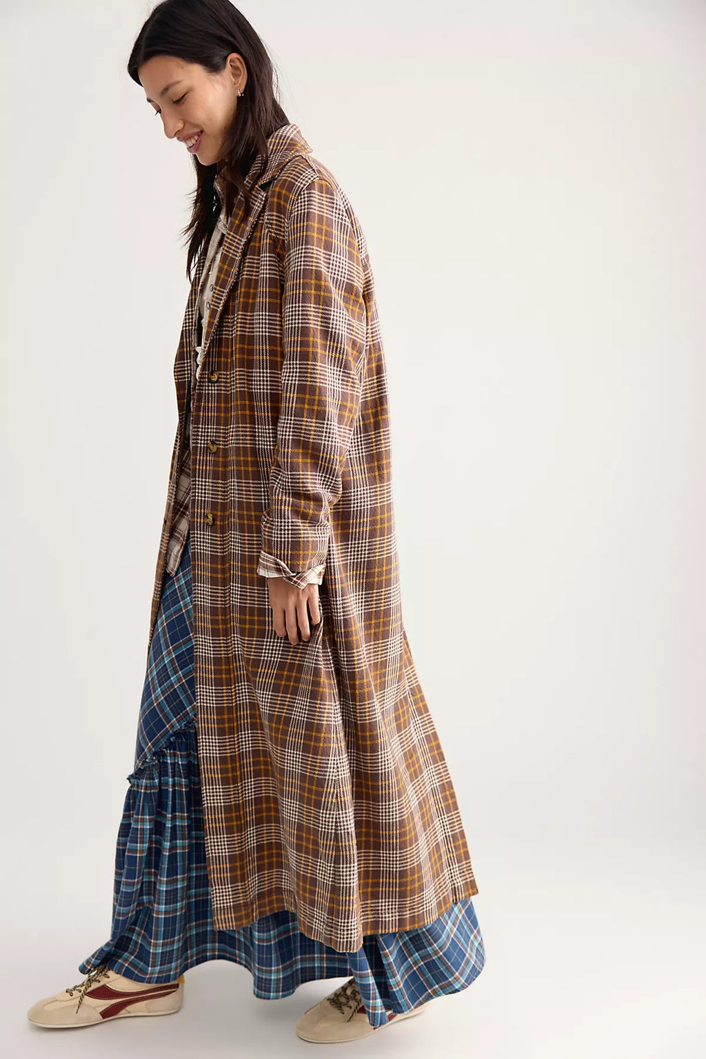 We The Free Monique Plaid Denim Duster